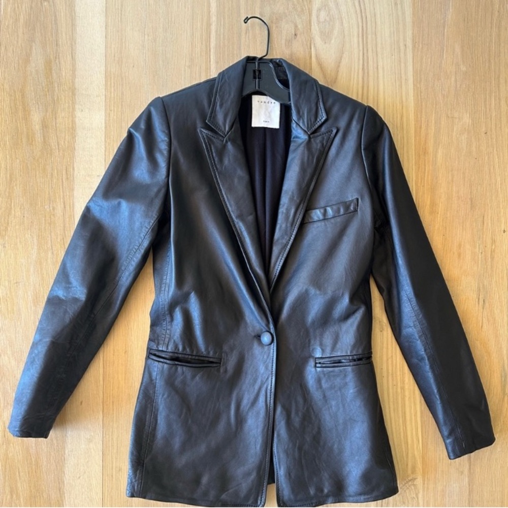 SANDRO Black Leather Jacket 0